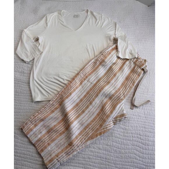 NWOT Chicos Set Pullover Stretchy Top & Cropped Linen Bottom SZ 3P/XL - Picture 1 of 16
